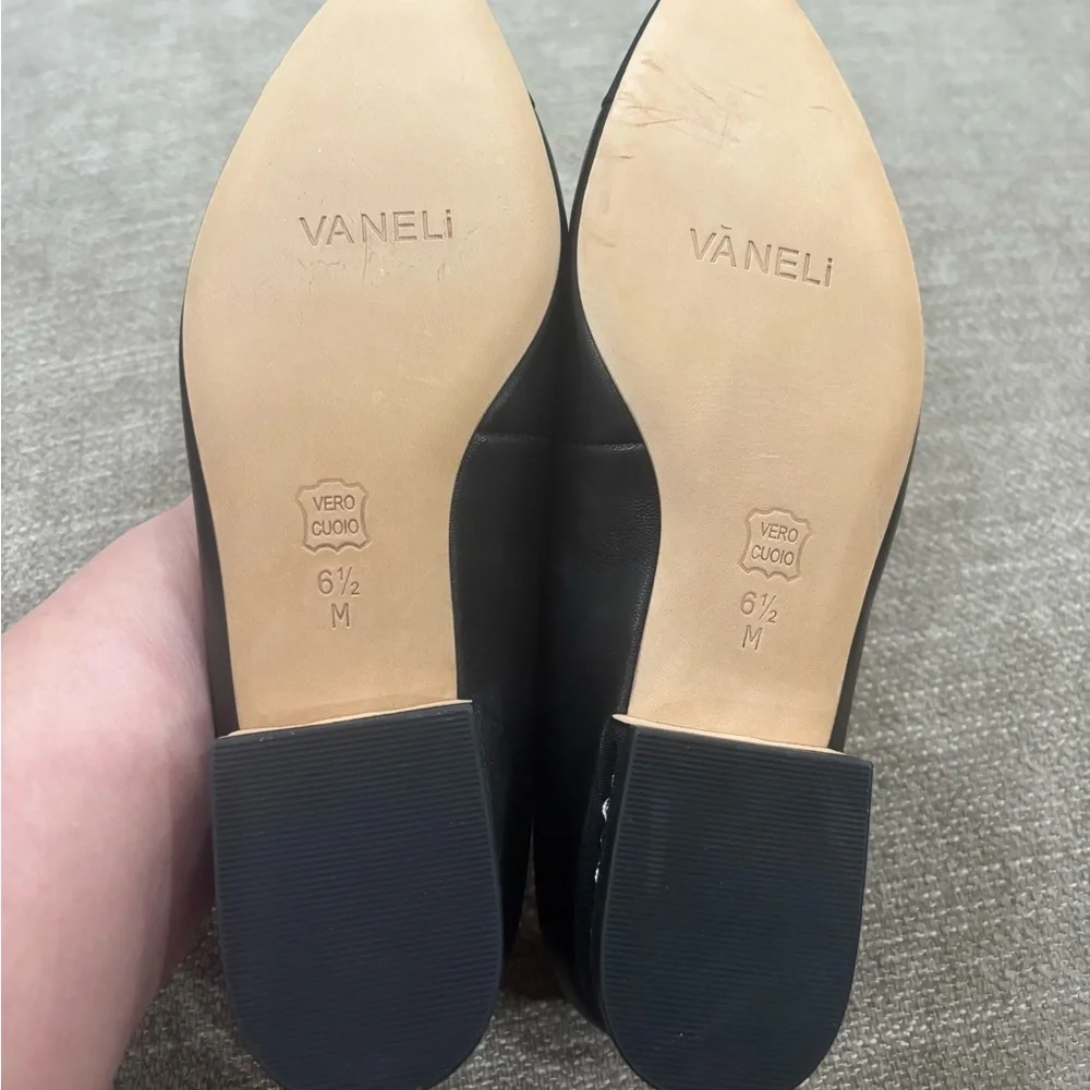 Vaneli Black Leather Low Heels - Picture 5 of 5